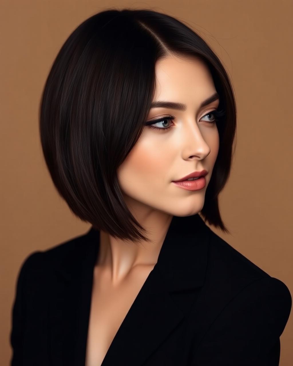 Glossy chocolate French bob