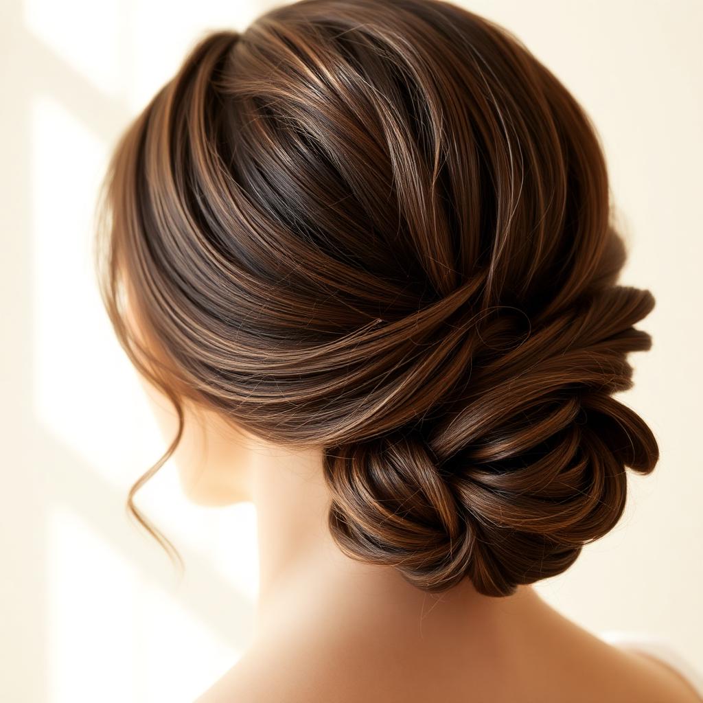 Textured low chignon bridal updo